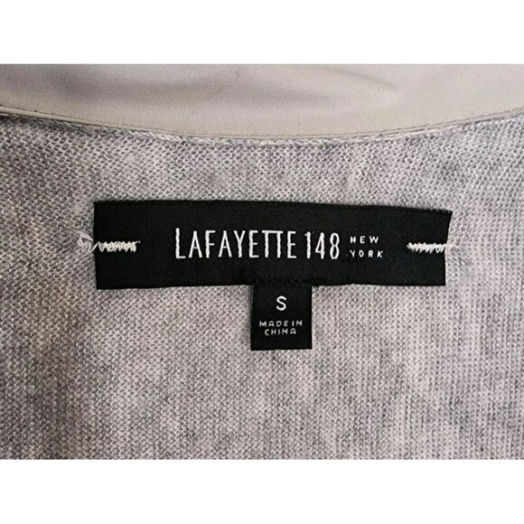 Size Small Lafayette 148 Merino Wool Blend Gray Snap Closure Sweater Cardigan - Picture 3 of 4